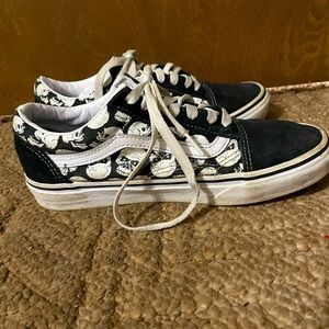 glow in the dark skeleton van shoe mid top